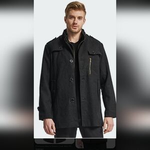 Men's Charcoal Military Style Coat